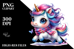 Cute Baby Unicorn Running, PNG Product Image 2