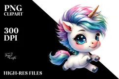 Cute Baby Unicorn Running, PNG Product Image 2