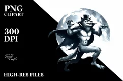Watercolor Werewolf Halloween Clipart, Transparent PNG Product Image 3