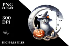 Seal Dressed for Halloween, Watercolor PNG Product Image 2