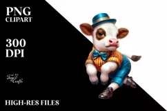 Colorful Baby Cow in Quickstep Dancer Outfit, PNG Product Image 3