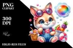 Vibrant Watercolor Goofy Cute Baby Bunny PNG Product Image 2