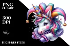 Colorful Baby Unicorn Jester's Hat PNG Product Image 3
