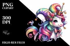 Colorful Baby Unicorn with Jester's Hat, Transparent PNG Product Image 3