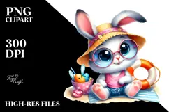 Baby Bunny with Summer Clothes, Vibrant PNG Product Image 2