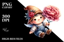Gnome with Large Carnation, Cute PNG Product Image 2