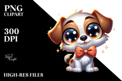 Silly Cartoon Puppy with Bow Tie PNG Product Image 2