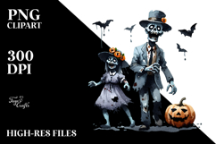 Watercolor Zombie Halloween Clipart, Transparent PNG Product Image 2