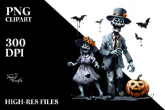 Watercolor Zombie Halloween Clipart, Transparent PNG Product Image 2