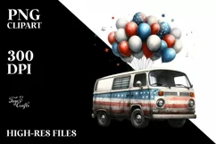 Vintage Dirty Van Balloons USA Flag Colors | Sublimation | Product Image 3
