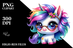 Cool Haircut Unicorn, Cheerful PNG Product Image 2