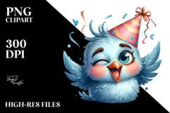 Excited Bird with Party Hat, Transparent PNG Product Image 2