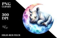 Vibrant Watercolor Baby Rhino Sleeping | Sublimation | Product Image 2