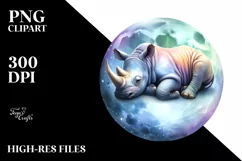 Baby Rhino on Moon | Sublimation | Clipart Product Image 3