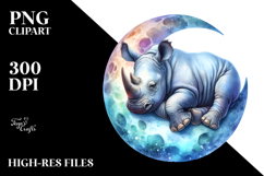Baby Rhino on Moon | Sublimation | Clipart Product Image 2