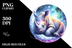 Vibrant Watercolor Baby Rhino Sleeping | Sublimation | Product Image 4