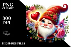 Valentines Gnome with Heart Sunglasses Showing Heart Sign Product Image 2