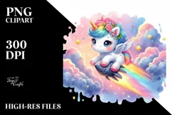 Colorful Baby Unicorn PNG Product Image 3