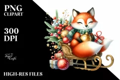 Cute Fox with Christmas Ornaments, PNG Product Image 3