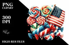 Watercolor Vintage Candy with USA Flag | Sublimation | Product Image 3
