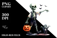 Watercolor Undead Halloween Clipart, Transparent PNG Product Image 2