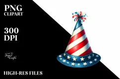 Watercolor Vintage Party Hat with USA Flag | Sublimation | Product Image 1