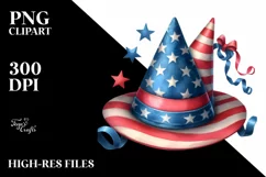 Watercolor Vintage Party Hat with USA Flag | Sublimation | Product Image 3