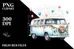 Vintage Van Confetti Sublimation Clipart Product Image 1