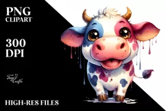 Funny Cute Cow Smiling with Tongue Out and Dripping | Product Image 3