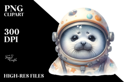 Cute Baby Seal in Astronaut Helmet PNG Product Image 2