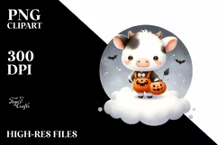Cute Halloween Baby Cow PNG Product Image 1