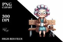 charming old lady hair curlers | Clipart Product Image 3