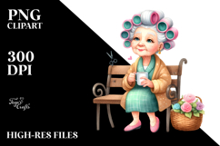 charming old lady hair curlers | Clipart Product Image 2