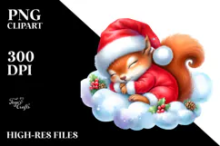 Vibrant Watercolor Baby Squirrel Dressed Christmas | Product Image 2