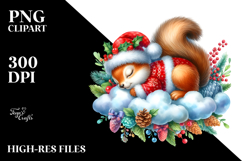 Baby Squirrel Dressed for Christmas Sleeping On the Cloud | Product Image 2