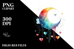 Simple Moon with Hanging Hearts PNG Product Image 2