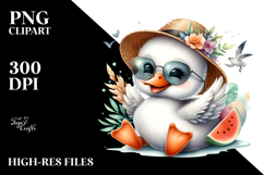 Cute Baby Swan with Hat and Sunglasses, PNG Product Image 2
