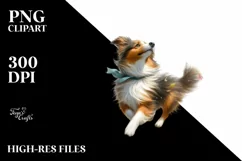 Dog Tumbling Spring Petals Wind Cute | Clipart Product Image 1