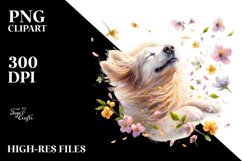 Dog Tumbling Spring Petals Wind | Sublimation | Clipart Product Image 3