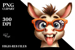 Sassy Cute Donkey, Balanced Negative Space PNG Product Image 2