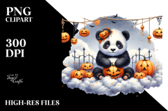 Halloween Panda Sitting on Cloud PNG Product Image 2