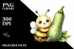 Funny Baby Bee Watercolor Clipart Product Image 3