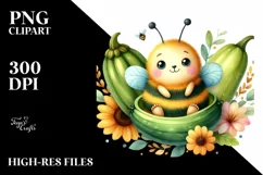 Funny Baby Bee Watercolor Clipart Product Image 1