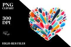 Colorful Heart Paintbrush Style PNG Product Image 2