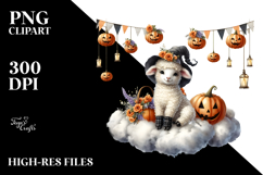 Halloween Lamb on Cloud, Watercolor Product Image 2