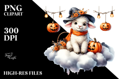 Halloween Lamb on Cloud, Watercolor Product Image 2