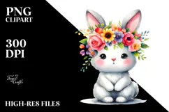 Cute Cartoon Flower Rabbit with Vibrant Flower Crown Product Image 2
