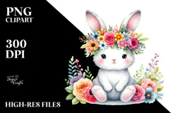 Cute Cartoon Flower Rabbit with Vibrant Flower Crown Product Image 2