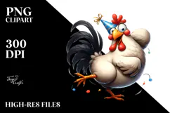 Goofy Cartoon Chicken Dancing PNG Product Image 2