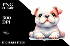 Cute Watercolor Bulldog Clipart Product Image 3